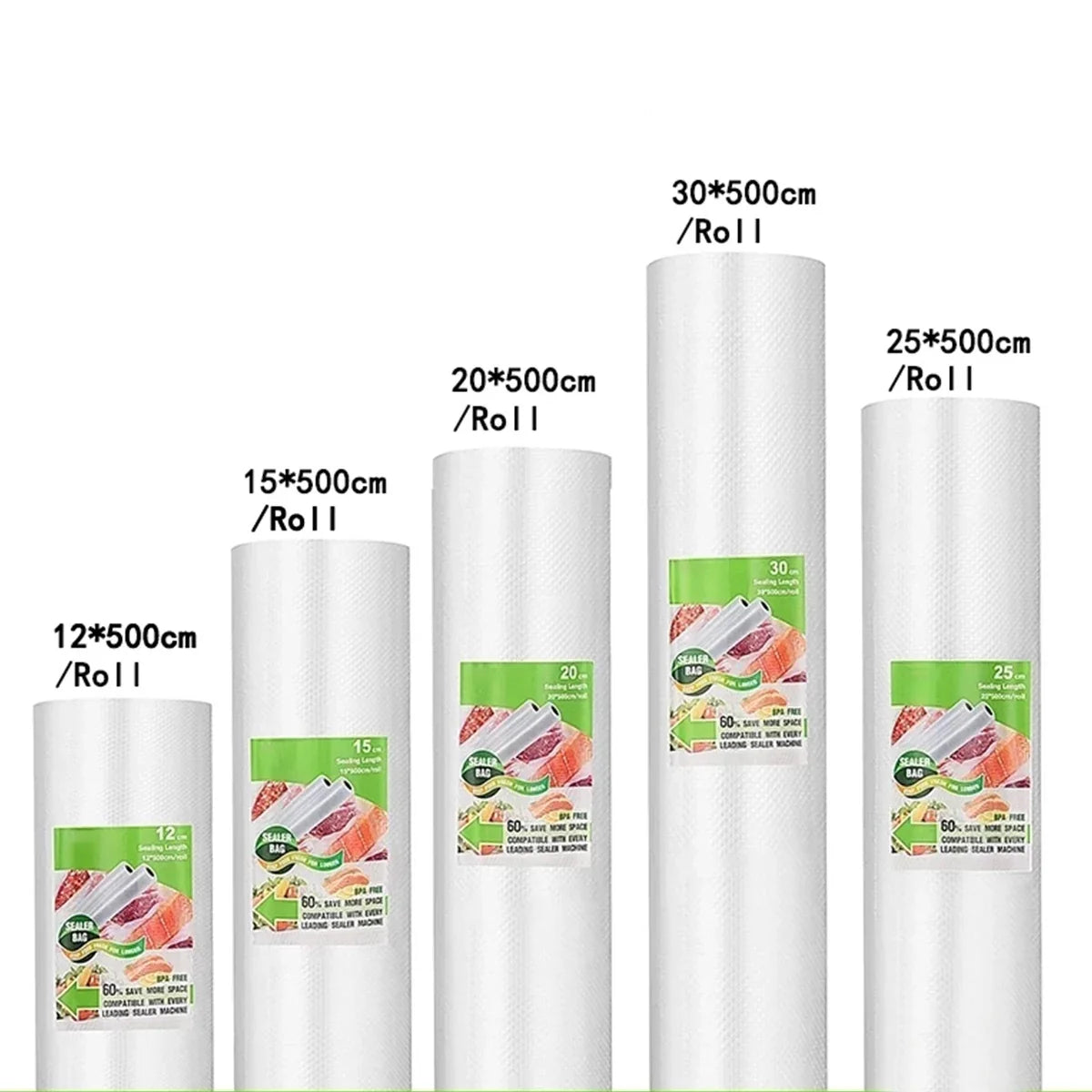 vacuum bags for food Vacuum Sealer bag Food Fresh Long Keeping 12+15+20+25+30cm*500cm Rolls/Lot bags for vacuum packer