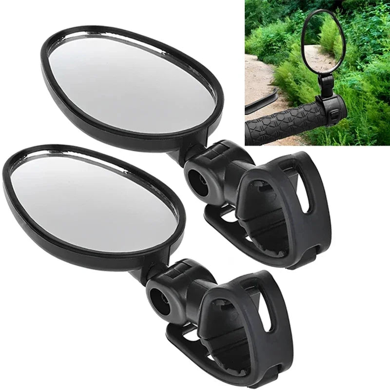 2pcs Adjustable Rotate Bicycle Auxiliary Rearview Mirror Handlebar Mount Wide-Angle Convex Cycling Rear View Mirrors Accessories