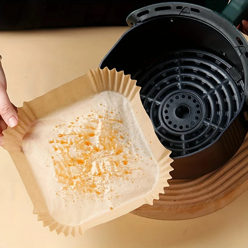 50 Packs of Non Stick Paper Lined with Air Fryer for Baking and Microwave Ovens Easy To Clean and Separate for Healthier Cooking