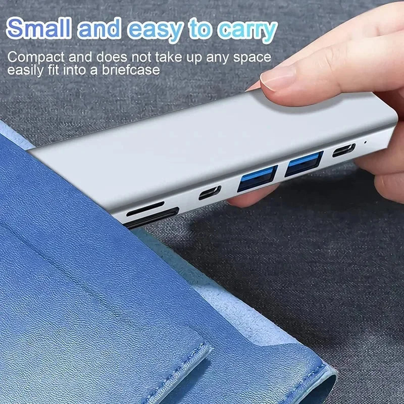 7 in 1 USB C Hub Adapter to 4K HDMI-Compatible SD TF Card Reader USB 3.0 2.0 Type C PD Charging for MacBook Pro Laptops