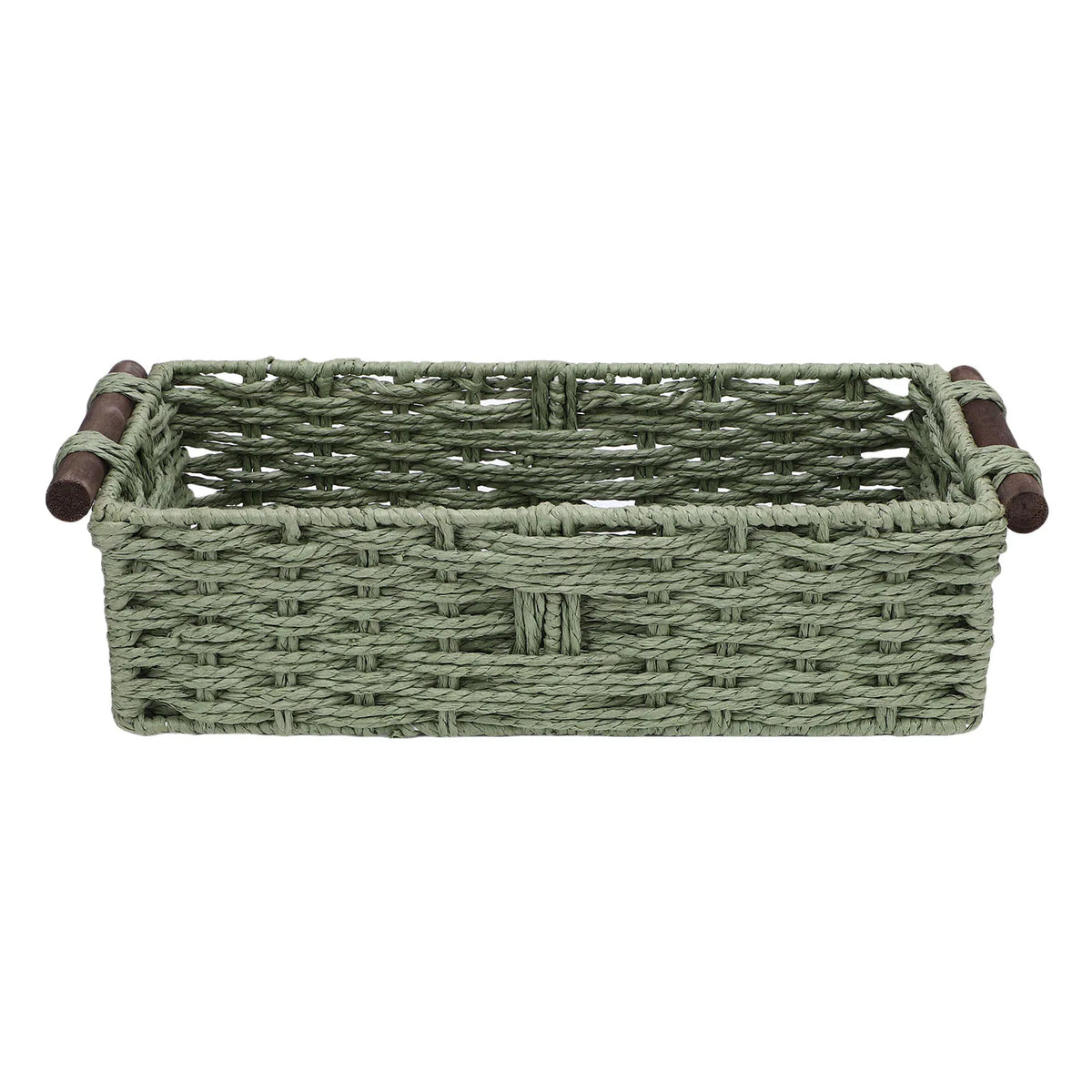 Toilet Paper Basket Handmade Decorative Cabinet Organizer Basket Breathable Wooden Handles Portable Paper Rope for Countertop