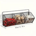 Wall Mounted Kitchen Storage Basket Suitable for Durable Metal Wire Storage of Spices, Garlic, Onions, and Vegetables