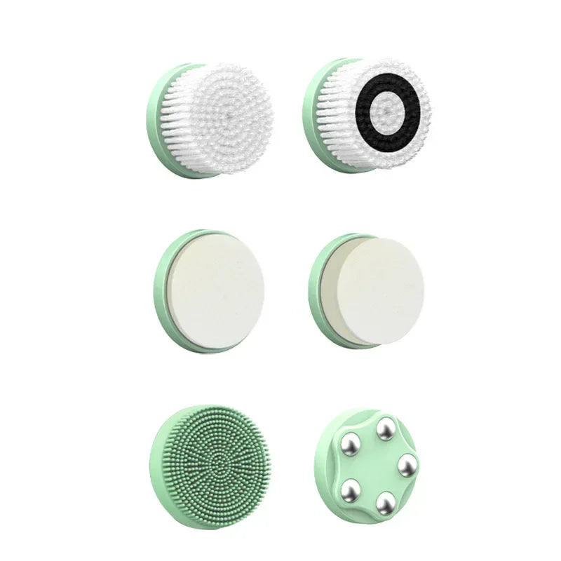 IPX6 Waterproof Electric Cleansing Brush 6 In1 Sonic Rotating Deep Cleansing Brush Remove Acne Pore Skin Rejuvenation Beauty