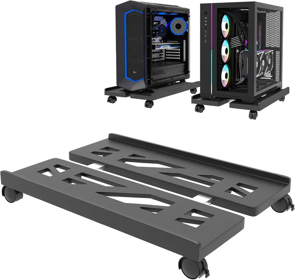 Adjustable Mobile PC Tower Stand with Wheels under Desk CPU Holder Adjustable Stable Mobile Computer Host Stand for Home Office