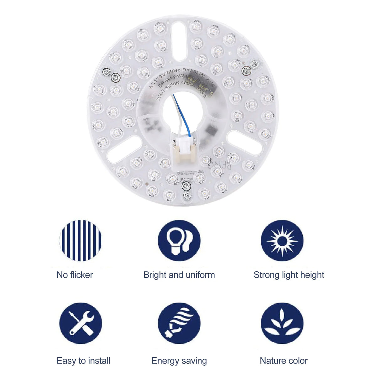 5.3 Inch Ceiling Fan LED Light Replacement 24W 3CCT Dimmable Magnetic LED Fan Light Board Panel Retrofit Light with Memory
