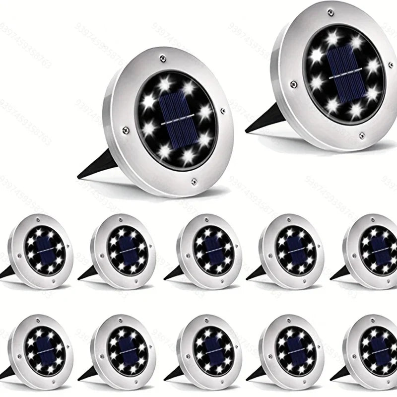 Solar LED Floor Lamp 8LED Outdoor Lawn Light Waterproof Underground Lamps for Lawn Decoration Garden Terrace Courtyard