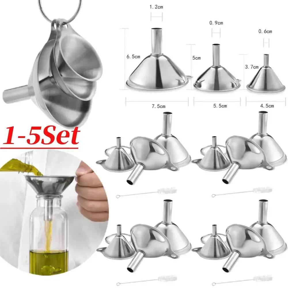 3 Piece Stainless Steel Funnels Set Multipurpose Kitchen Funnel Set for Transferring Liquid Dry Ingredients Powder