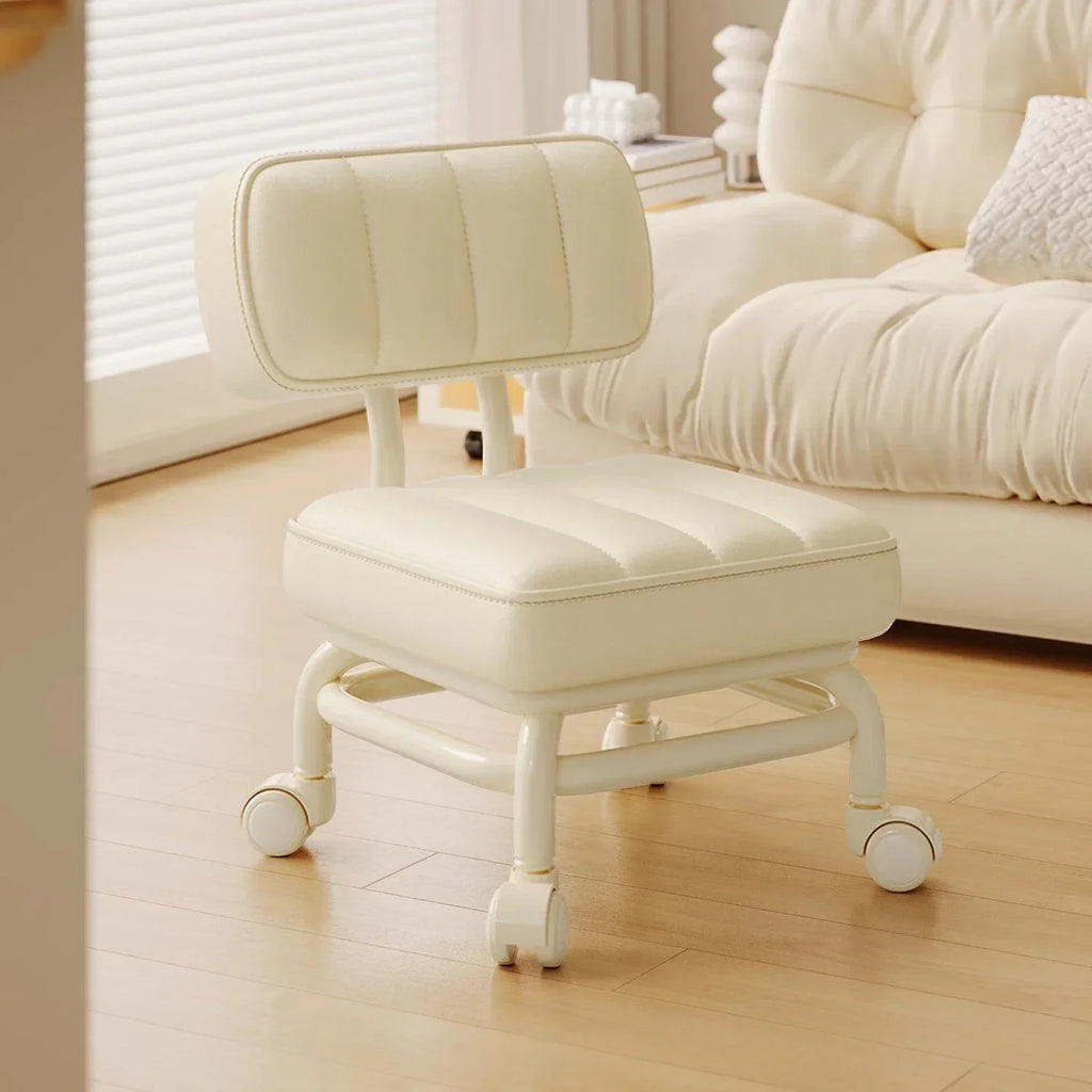 Small Stool Backrest Universal Wheel Soft Stool Children's Sofa Coffee Table Small Chair Pulley Low Stool Portable Stool
