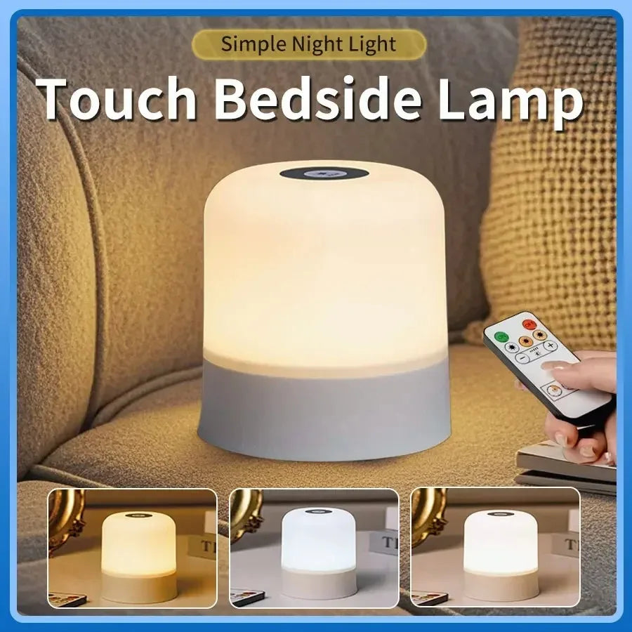 Dimmable Touch Night Light Rechargeable Remote Control Night Light RGB Table Lamp Ambient Light for Bedroom Living Room