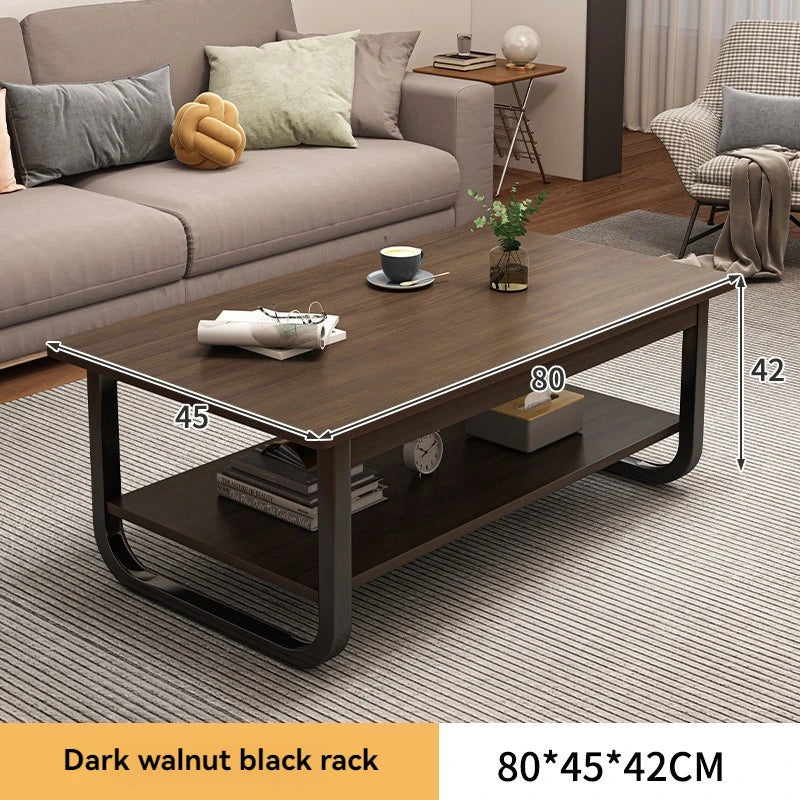 Modern minimalist coffee table, small apartment, living room, sofa, nearby balcony, tea table, rental room, rectangular tea tabl