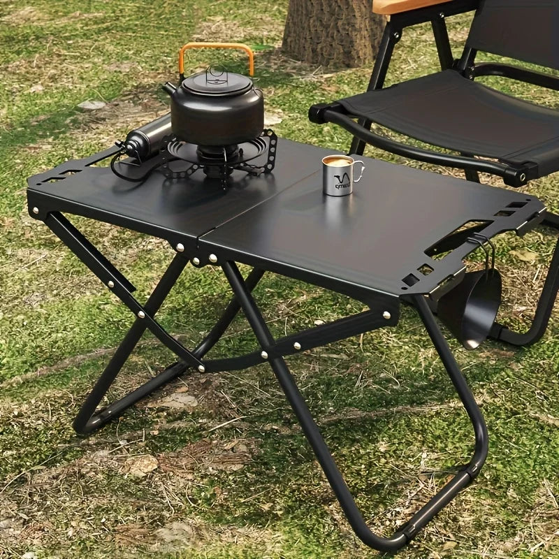 Lightweight Folding Camping Table, Picnic Desk with Carry Handle, Tripod Base, Ideal for Outdoor Activities, Camping Accessorie