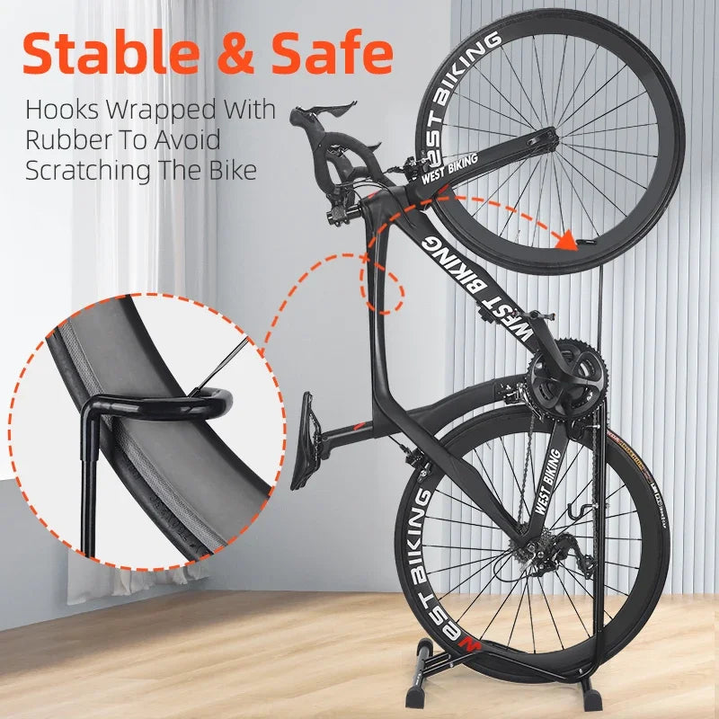 WEST BIKING 3 In 1 Bicycle Parking Rack Multifunctional Bike Indoor Garage Storage Stand MTB Road Bike Maintenance Repair Stand