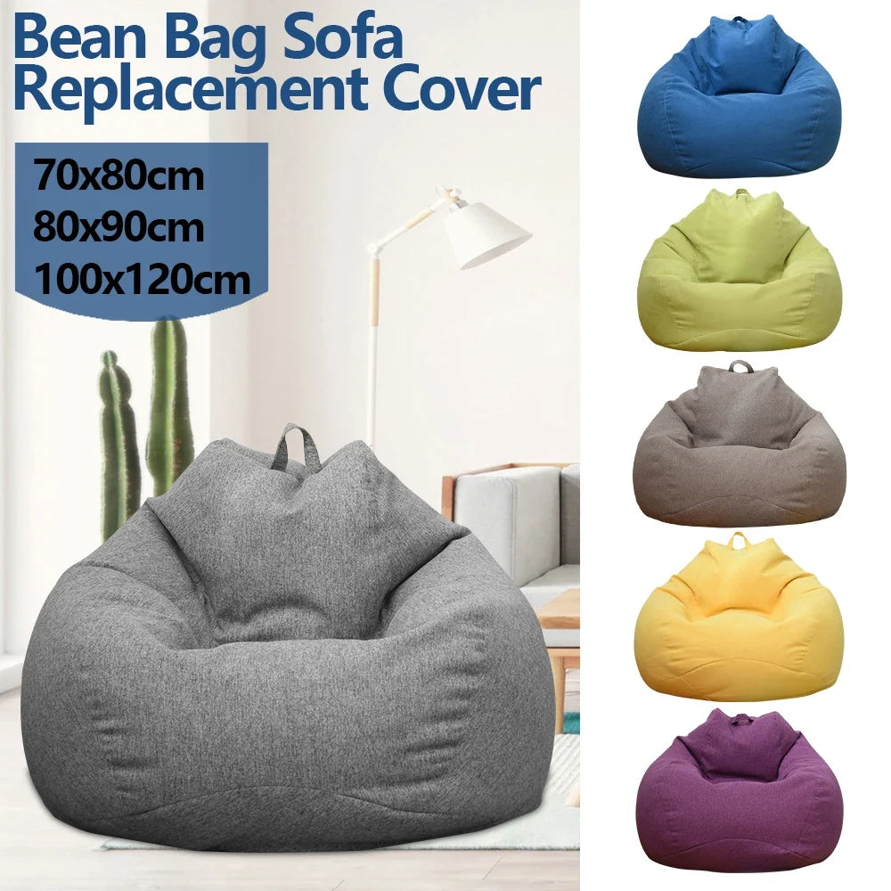 Lazy Sofas Cover Large Bean Bag Cover Without Filler Adults Couch Living Room Bedroom Home Tatami Lounger Comfortable Seat Cover