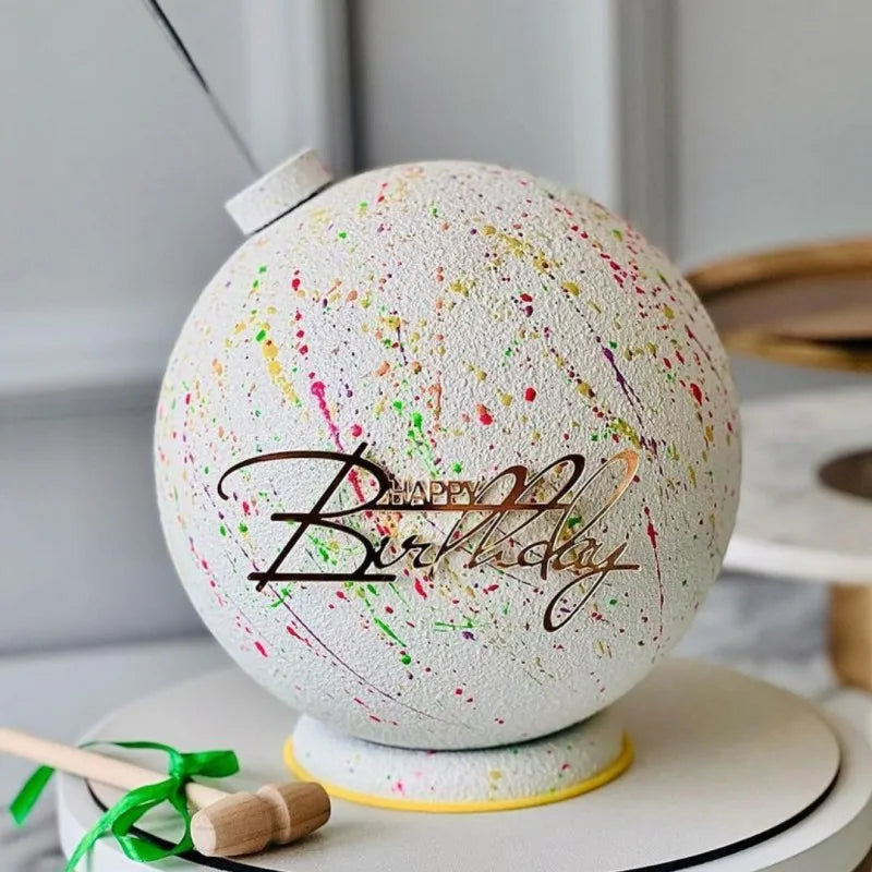 Flank Round Happy Birthday Cake Toppers Rose Gold Top Grade Acrylic Kids Birthday Party Cake Topper Baby Shower Gift Decoration