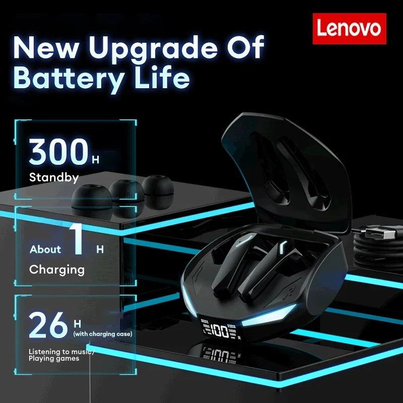 New Lenovo XT53 Wireless Bluetooth 5.4 Earphones LED Digital Display Waterproof Earbuds Noise Cancelling Gaming Headset