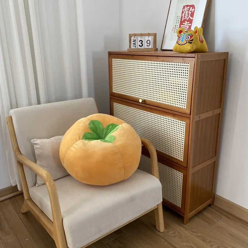 Thickened Cushion with Tomato-Shaped Pillow Vegetable Mushroom Persimmon Round Cushion Pad for Window Seat Pillows for Bedroom