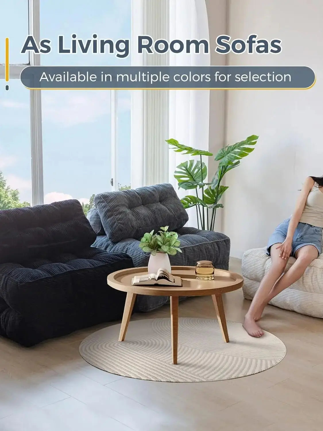 Vacuum Compression Sofa Foldable Simple Fabric Corner Modular Couch Floor Multi Function Nordic Living Room Bedroom Decoration