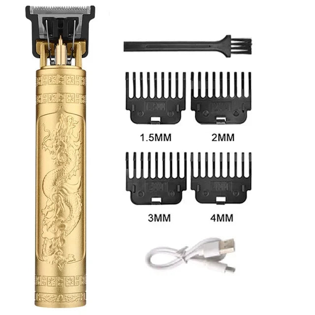 Rechargeable Mens T9 Carving Hair Clipper Vintage Portable USB Cleaning Barber Professional Hair Cutting Machine Beard Trimmer