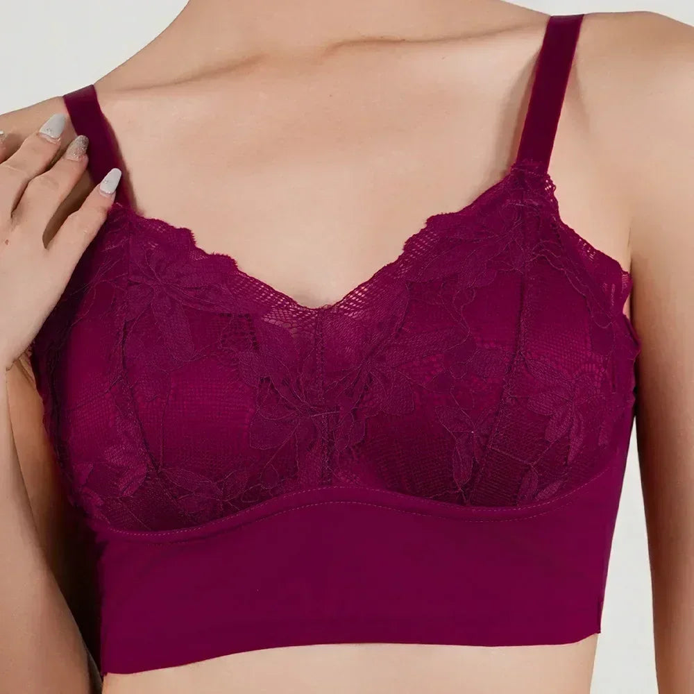 Hot Full Cup Thin Underwear Small Bra Plus Size Wireless Adjustable Lace Women's Bra Breast Cover B C Cup Large Size Lace Bras