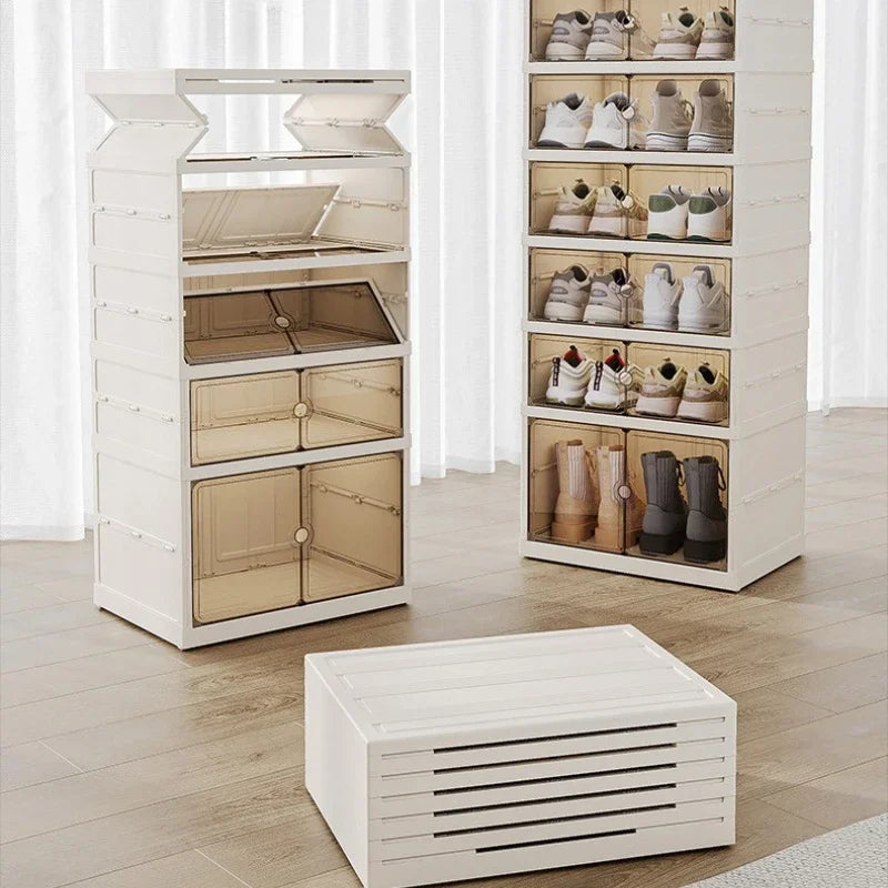 Home dust-proof shoe cabinet, no installation required, foldable transparent folding shoe box, large capacity shoe storage box
