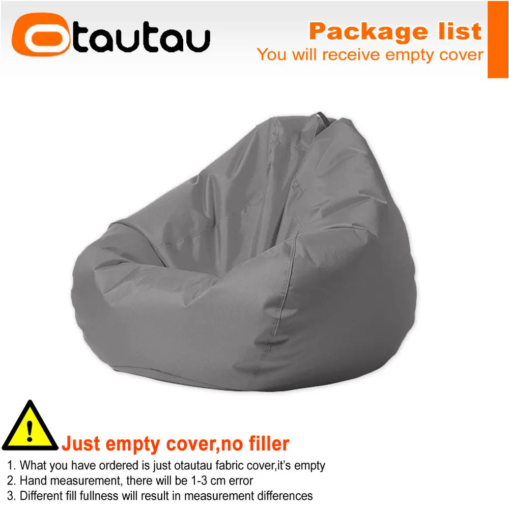 OTAUTAU Outdoor Waterproof Bean Bag Cover No Filler Garden Beach Swimming Pool Floating Beanbag Pouf Chair Oxford Kids Adults