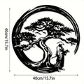 Japanese Bonsai Tree Metal Wall Art 15.7x15.7 Tori Gate Enso Cutout Creative Modern Home Accent Unique Housewarming Gift
