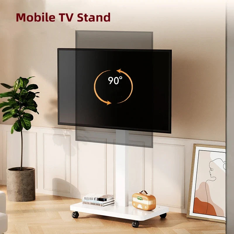 Rolling TV Stand for 10-43 Inch TVs PC, Portable Mobile TV Cart on Wheels Universal Floor Stands with Swivel Mount Fit Corner