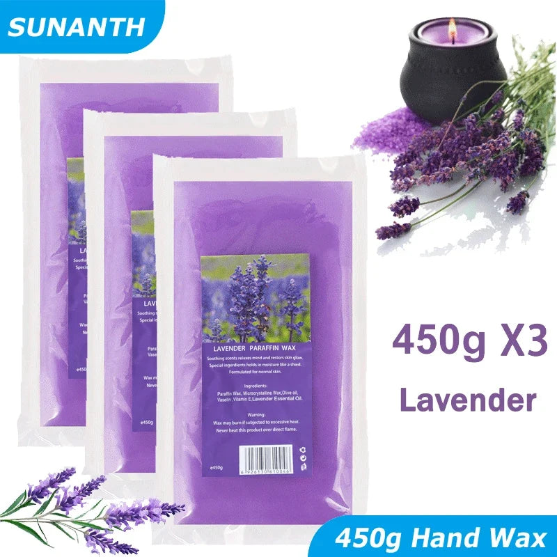 450g/200g Lavender Moisturizing Hands And Feet Mask Peel Off SPA Care Paraffin 1/3Pcs Paraffin Nourishing Hands Restores Gloss