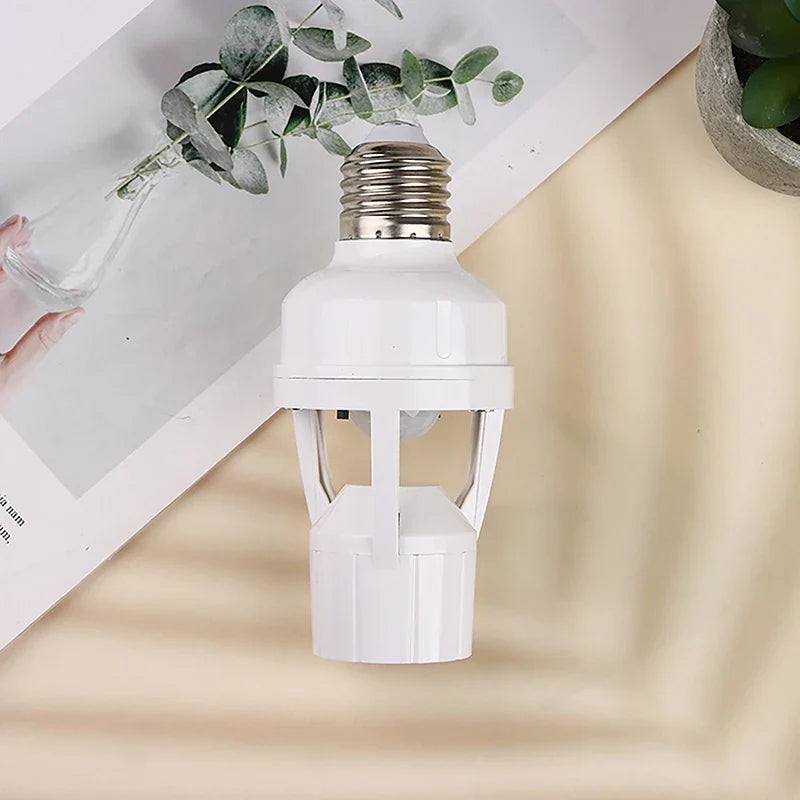 AC85-265V Socket Converter with 360 Degrees PIR Human Induction Motion Sensor LED E27 Lamp Base Intelligent Adjustable Switch