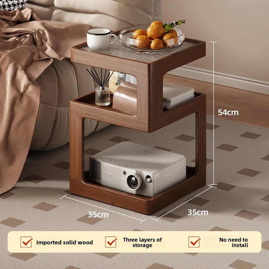 Solid wood bedside table, bedroom bedside storage, household sofa edge