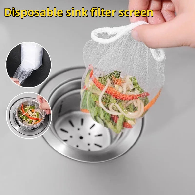 100/500pcs Disposable Sink Filter Mesh Bags Kitchen Sink Strainer Drain Hole Anti-blocking Garbage Bag Cleaning Strainers Net