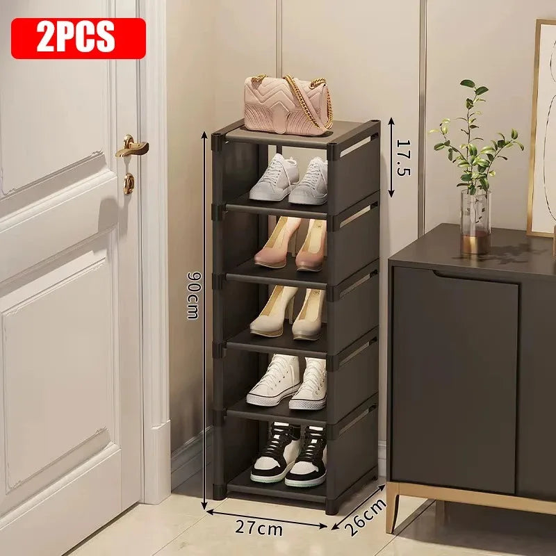 Stackable Shoe Rack Organizer Non-Woven Fabric Space Saving Entryway/Closet/Underbed Storage Home Organization Easy Assembly