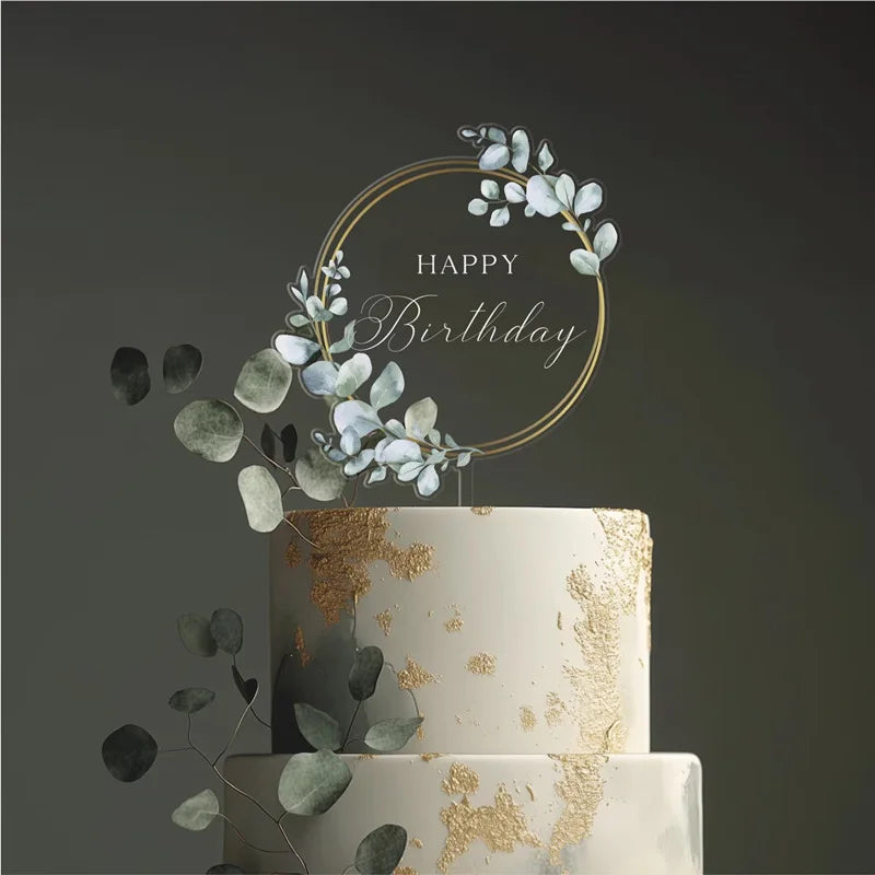 2025 New Happy Birthday Cake Toppers Decoration Unique Acrylic MR&MRS Wedding Party Cake Toppers for Baby Shower Baking Supplies