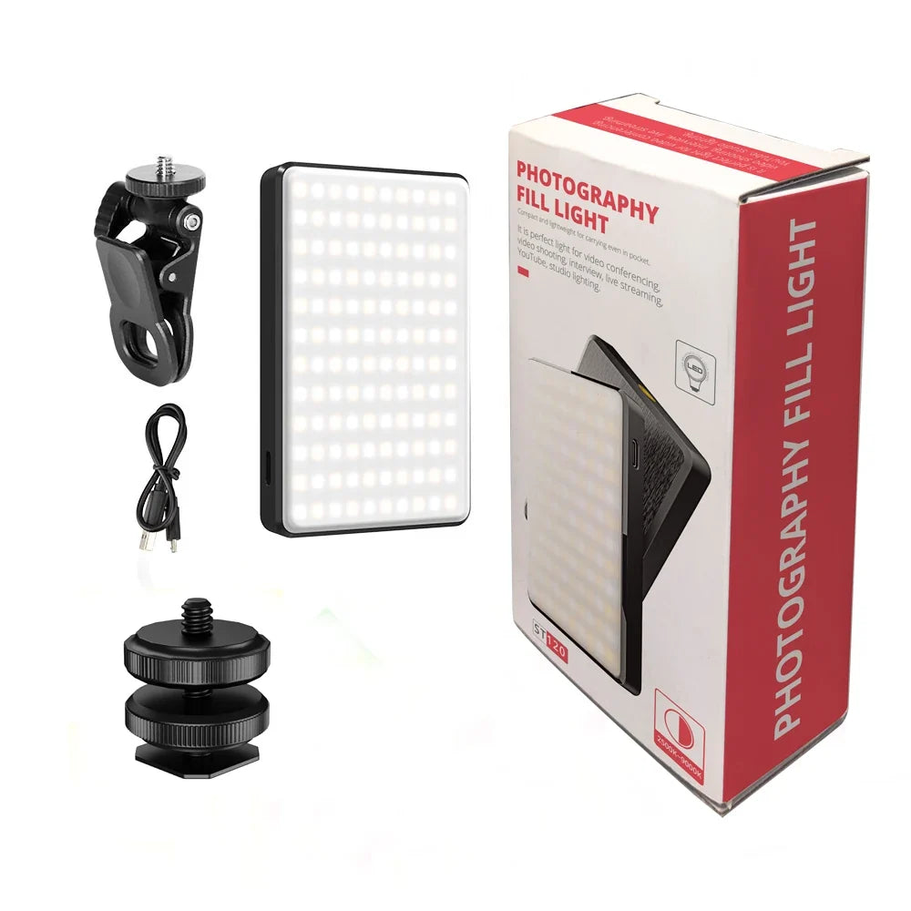 LED Selfie Light 3000Mah 120 LED Rechargeable Phone Light Clip 3 Light Modes Ring Light for Phone iPad Camera Laptop Selfie