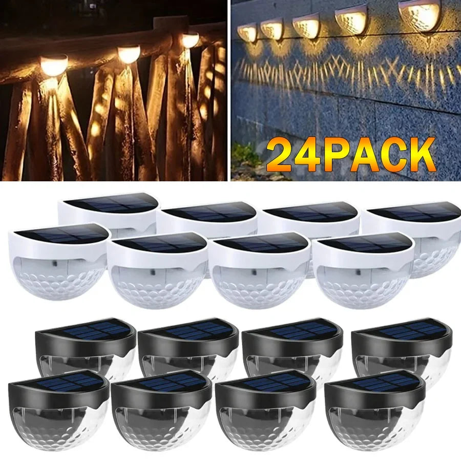 Solar Fence Light Outdoor Waterproof Wall Lamps Garden Energy Light Festoon Decoration LED for Garden Step Patio Stairs 1-24PCS