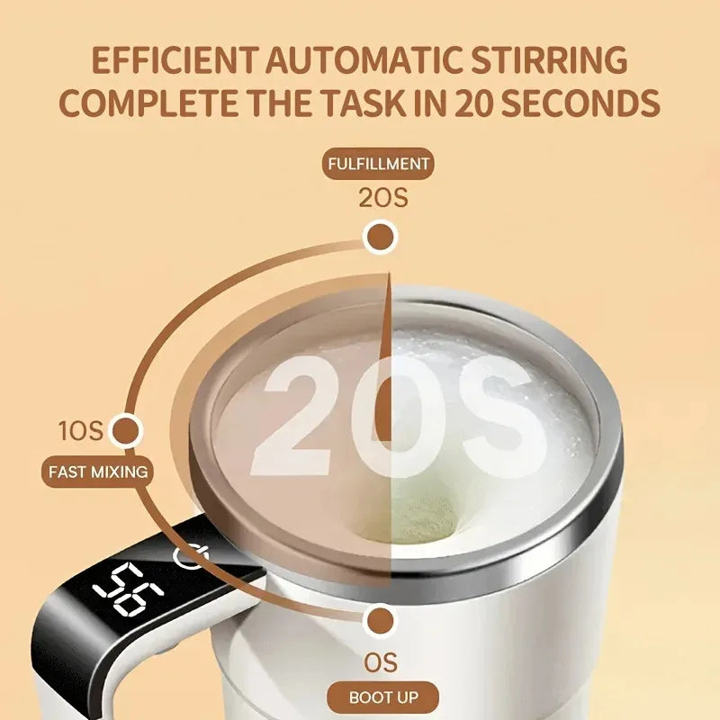 380ML Electric Coffee Self Mixing Mug IP67 Waterproof Coffee Stirring Mug USB Charging Digital Display Automatic Magnetic Cup
