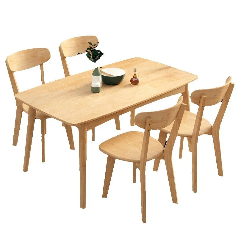 Solid Wood Dining Table Modern Rectangular Kitchen Table Minimalist Rectangular Compact Small Space Saving Kitchen Dining Room