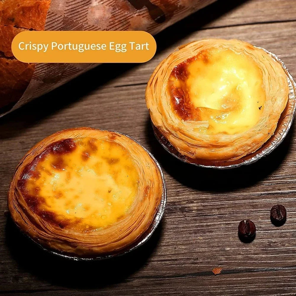 100Pcs Disposable Egg Tart Molds Aluminum Foil Cupcake Mold Cake Cookie Mold Kitchen Bakeware Tools for Tart Pie Baking Cooking