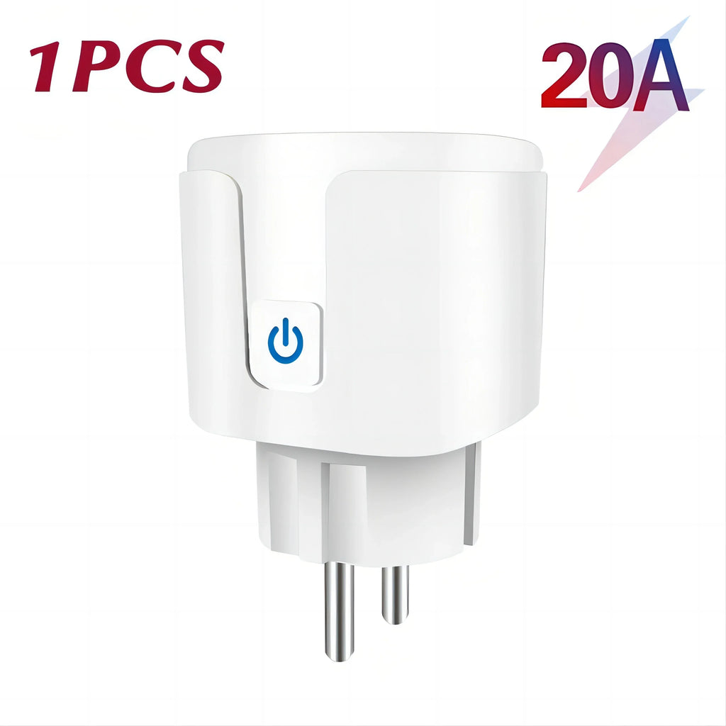 WiFi EU Smart Socket Plug With Tuya App Outlet 20A Adapter Power Monitor Wireless Remote Control APP For Google Home Alexa