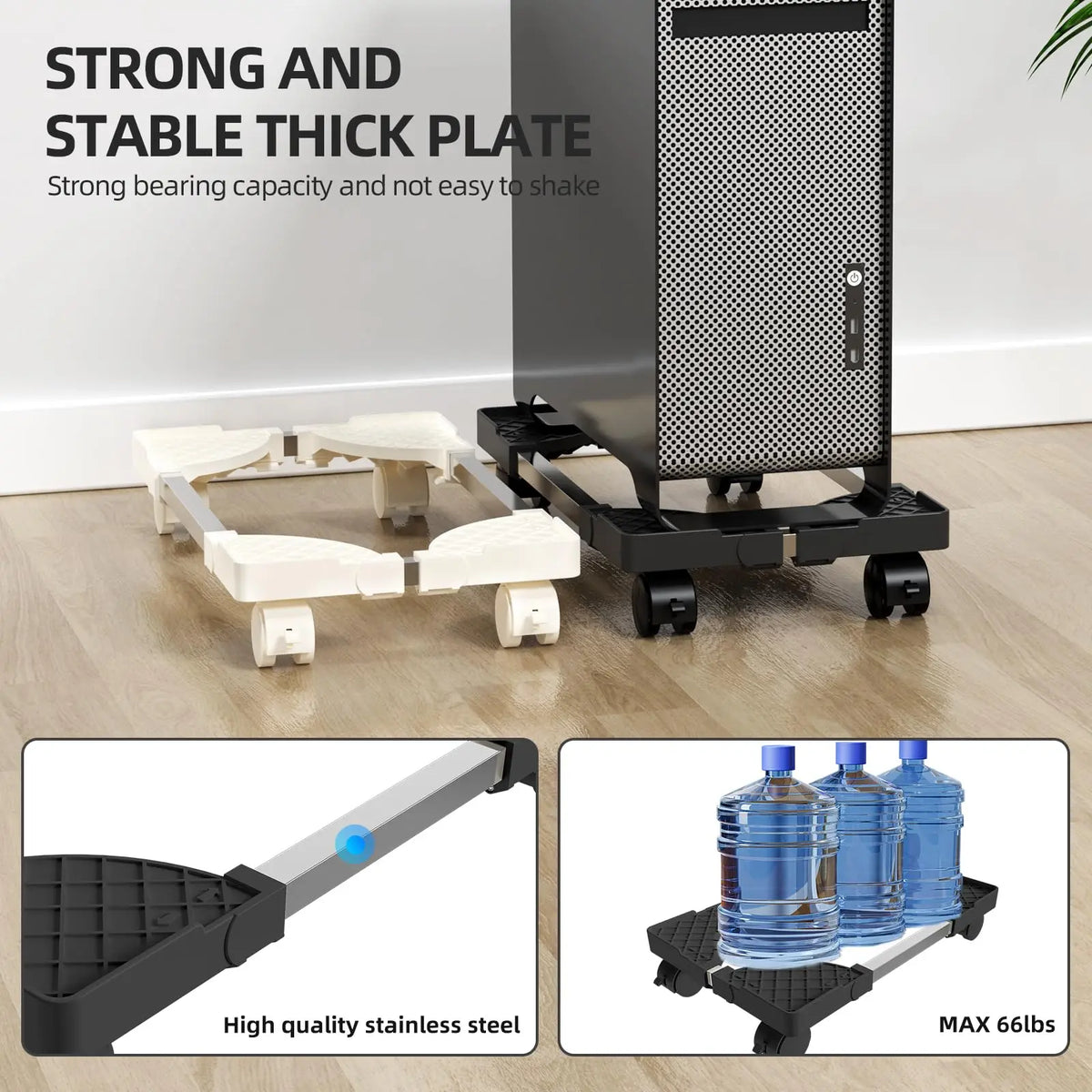 Adjustable Mobile CPU Stand Holder Tower Stand with Rolling Caster Wheels Computer Stand for Tower Fit Most PC Desk Accessories