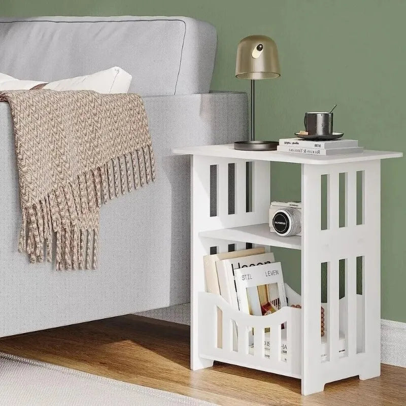 Small Bedside Table Sofa Side Table Living Room Cabinet Side End Coffee Tea Table Nightstand Storage Shelf for Bedroom Bedside