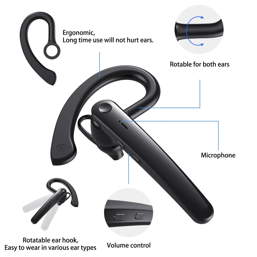 Wireless Bluetooth Headphones With Microphon Earphone ENC Noise Cancelling Handsfree Talking Headset Busines Auriculares Driving