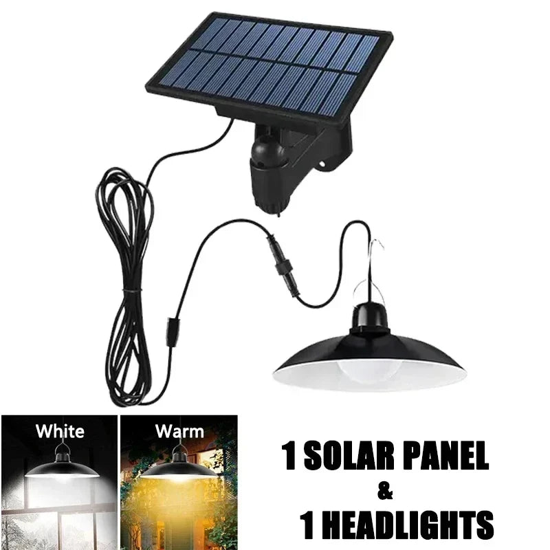 2/1 Head Solar Pendant Light Remote Outdoor Lamp Waterproof Power Garden Chandelier Indoor Garden Yard Shed Barn LED with Remote