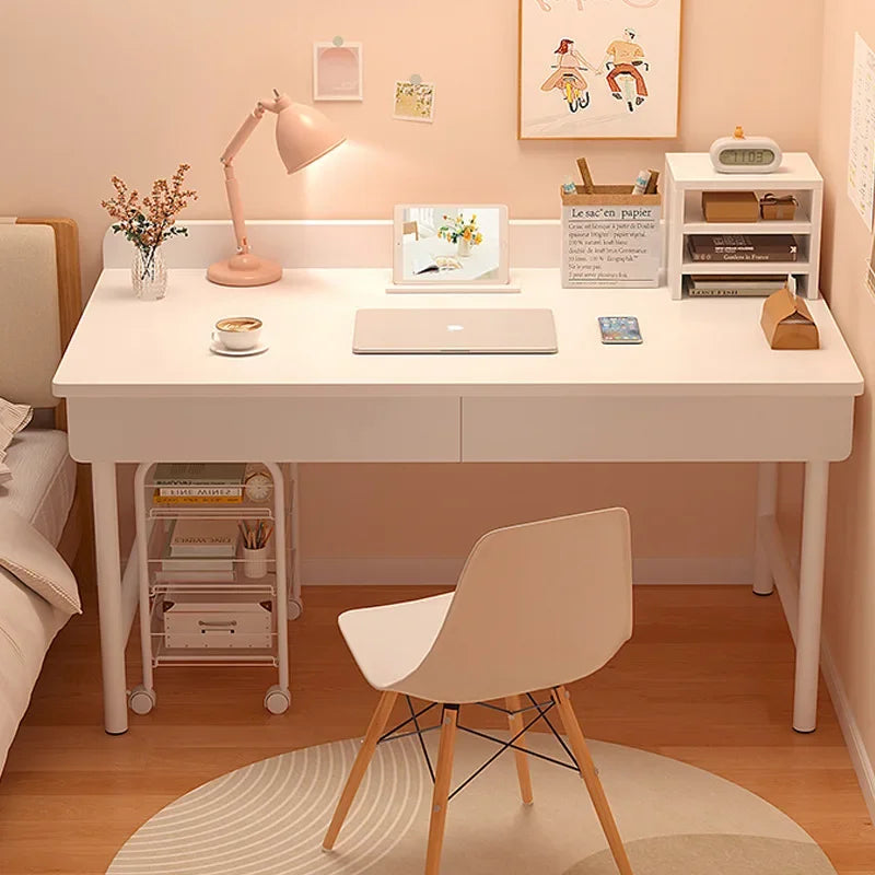 Modern Compact Computer Desk Small Study Desk Student Home Office Bedroom Makeup Desk Storage Drawer Space Saving Easy Assembly