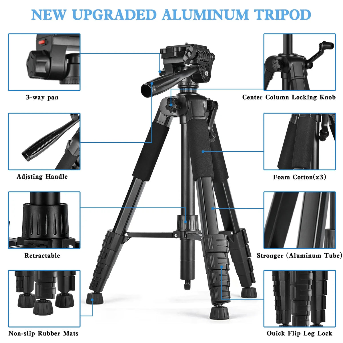79” Camera Tripod, Tripod for Camera and Phone, Aluminum Professional Tripod Stand with Carry Bag and Phone Holder
