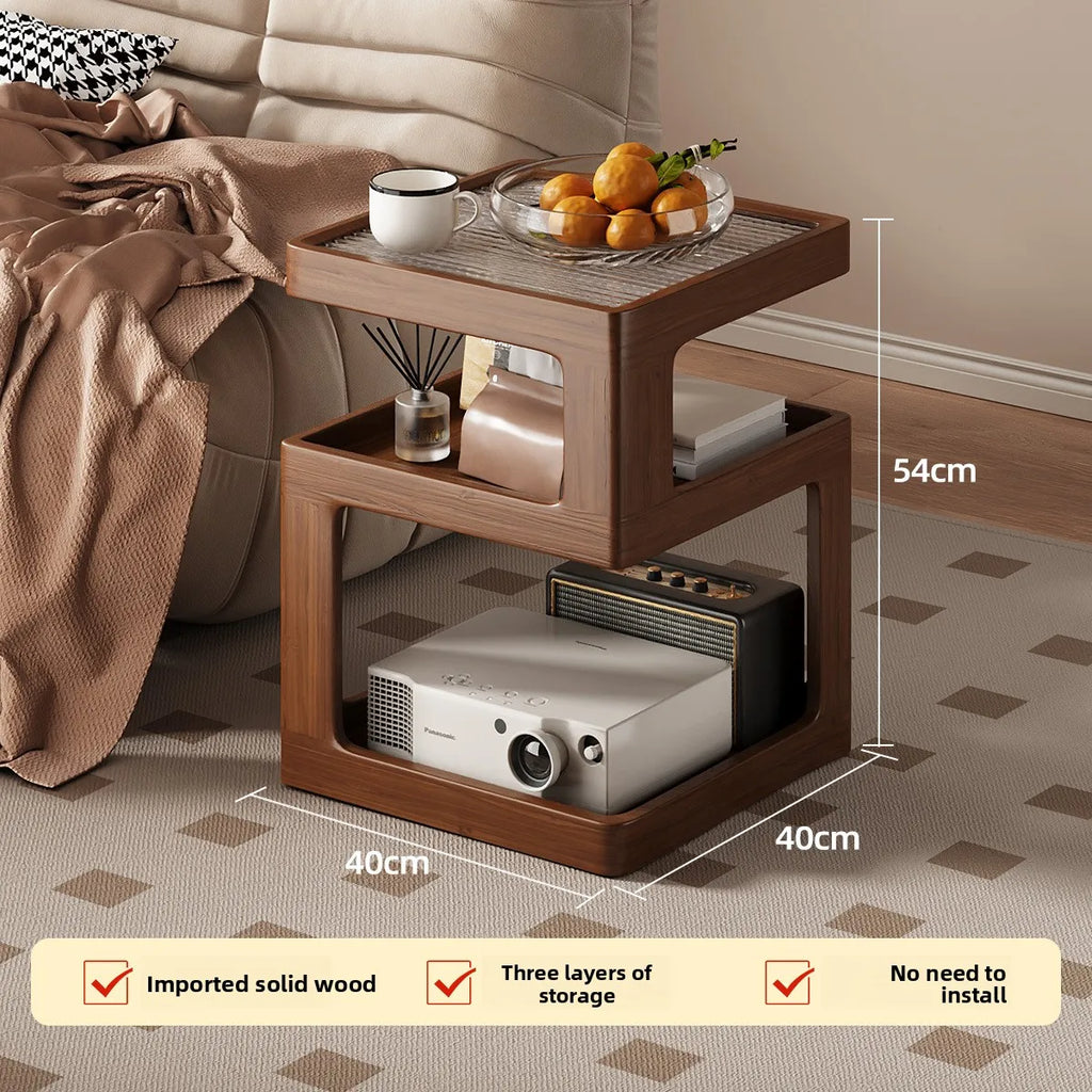 Solid wood bedside table, bedroom bedside storage, household sofa edge
