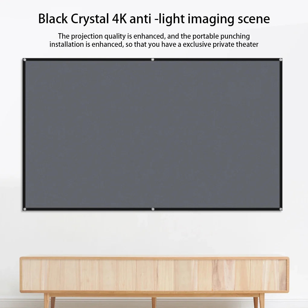 4K high-definition projection screen with 60-133 inch metal anti light screen hook design suitable for low lumen projectors