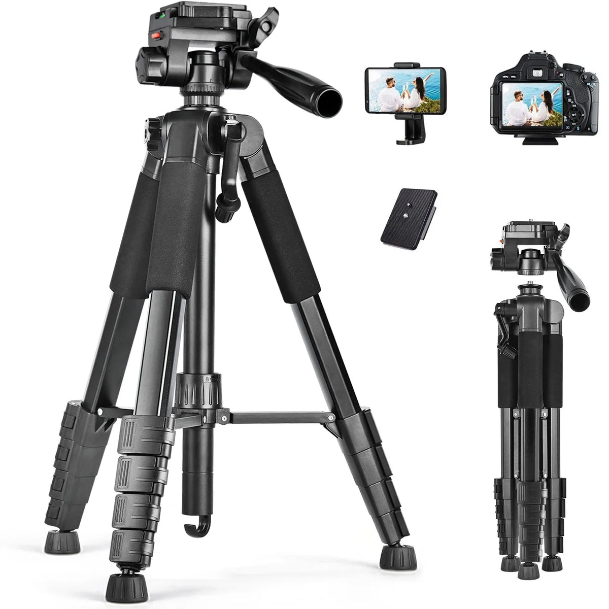 79” Camera Tripod, Tripod for Camera and Phone, Aluminum Professional Tripod Stand with Carry Bag and Phone Holder