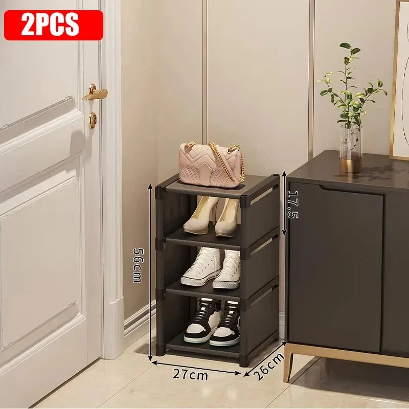 Stackable Shoe Rack Organizer Non-Woven Fabric Space Saving Entryway/Closet/Underbed Storage Home Organization Easy Assembly