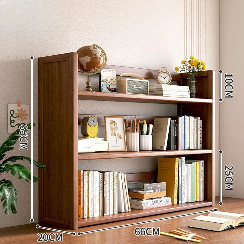 Simple desktop bookshelf dormitory multi-layer storage rack home student desk finishing shelf solid wood with extraction rack